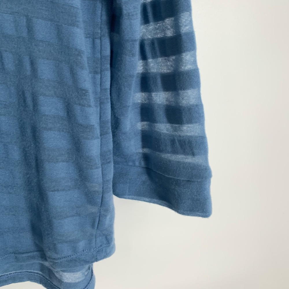Cupio Heather Blue Sheer Cowl Top, Small - Picture 2 of 5
